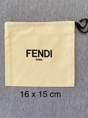 Authentic FENDI | Cream Cotton Drawstring Pouch - 16x15 cm